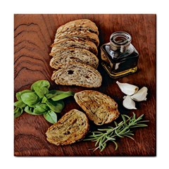 Oil, Basil, Garlic, Bread And Rosemary - Italian Food Tile Coaster by ConteMonfrey