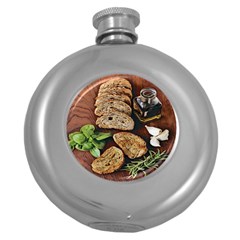 Oil, Basil, Garlic, Bread And Rosemary - Italian Food Round Hip Flask (5 Oz) by ConteMonfrey