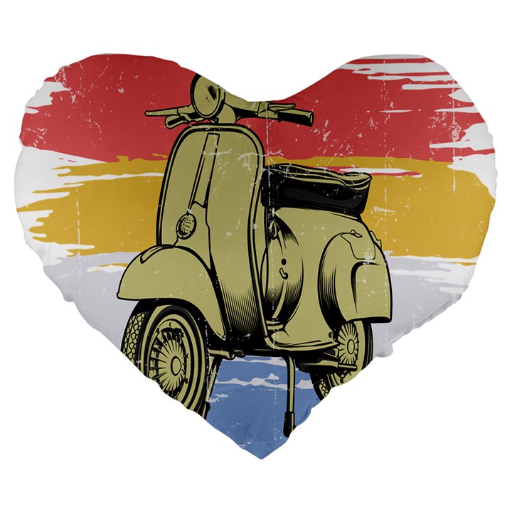 I`m Waiting On My Vespa Large 19  Premium Flano Heart Shape Cushions