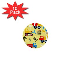 Seamless Pattern Vector Industrial Vehicle Cartoon 1  Mini Buttons (10 Pack) 