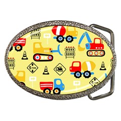 Seamless Pattern Vector Industrial Vehicle Cartoon Belt Buckles