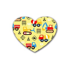 Seamless Pattern Vector Industrial Vehicle Cartoon Rubber Coaster (heart)