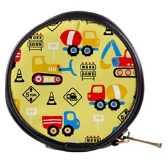 Seamless Pattern Vector Industrial Vehicle Cartoon Mini Makeup Bag