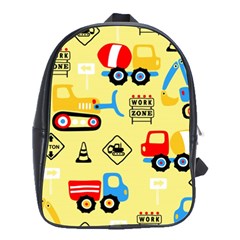 Seamless Pattern Vector Industrial Vehicle Cartoon School Bag (large) by Jancukart