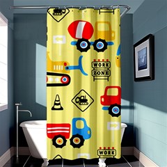 Seamless Pattern Vector Industrial Vehicle Cartoon Shower Curtain 36  X 72  (stall) 