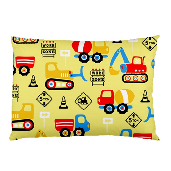 Seamless pattern vector industrial vehicle cartoon Pillow Case (Two Sides)