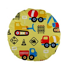 Seamless Pattern Vector Industrial Vehicle Cartoon Standard 15  Premium Round Cushions by Jancukart