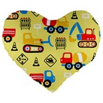 Seamless pattern vector industrial vehicle cartoon Large 19  Premium Heart Shape Cushions Front