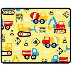 Seamless Pattern Vector Industrial Vehicle Cartoon Double Sided Fleece Blanket (medium) 