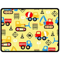 Seamless Pattern Vector Industrial Vehicle Cartoon Double Sided Fleece Blanket (large) 