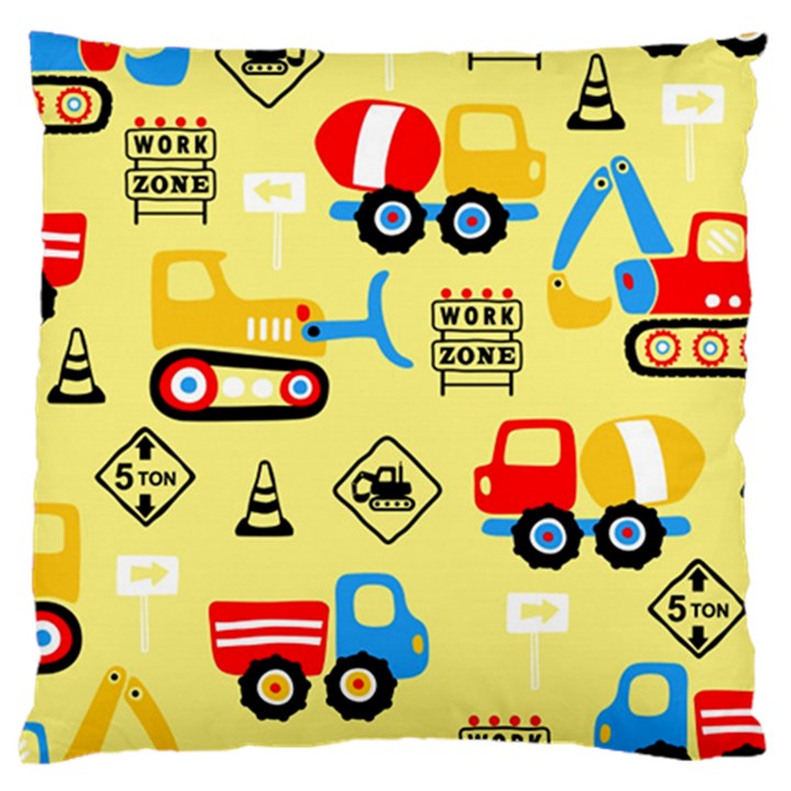 Seamless pattern vector industrial vehicle cartoon Standard Flano Cushion Case (One Side)