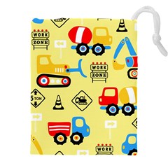 Seamless Pattern Vector Industrial Vehicle Cartoon Drawstring Pouch (5xl) by Jancukart