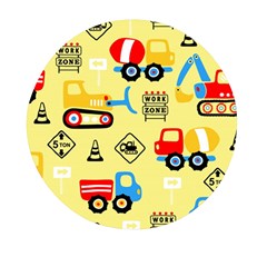 Seamless Pattern Vector Industrial Vehicle Cartoon Mini Round Pill Box (pack Of 3)