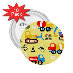 Seamless Pattern Vector Industrial Vehicle Cartoon 2 25  Buttons (10 Pack)  by Jancukart