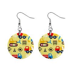 Seamless Pattern Vector Industrial Vehicle Cartoon Mini Button Earrings