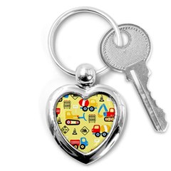 Seamless Pattern Vector Industrial Vehicle Cartoon Key Chain (heart)