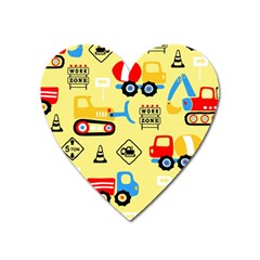 Seamless Pattern Vector Industrial Vehicle Cartoon Heart Magnet