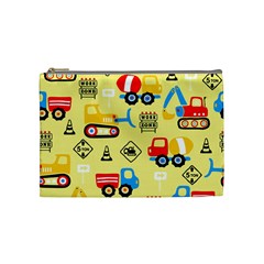 Seamless Pattern Vector Industrial Vehicle Cartoon Cosmetic Bag (medium)