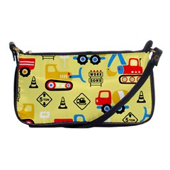 Seamless Pattern Vector Industrial Vehicle Cartoon Shoulder Clutch Bag by Jancukart