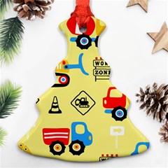 Seamless Pattern Vector Industrial Vehicle Cartoon Ornament (christmas Tree) 