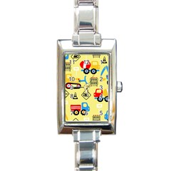 Seamless Pattern Vector Industrial Vehicle Cartoon Rectangle Italian Charm Watch by Jancukart