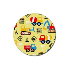 Seamless Pattern Vector Industrial Vehicle Cartoon Rubber Coaster (round)