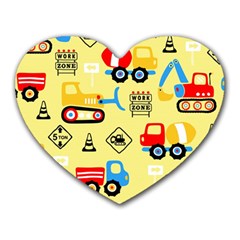 Seamless Pattern Vector Industrial Vehicle Cartoon Heart Mousepads