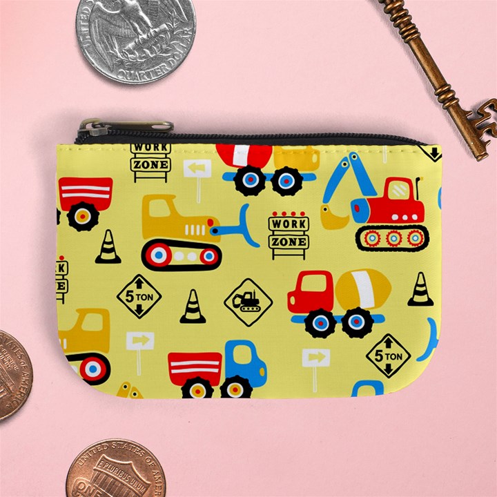 Seamless pattern vector industrial vehicle cartoon Mini Coin Purse