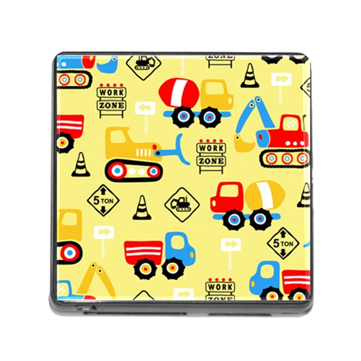 Seamless pattern vector industrial vehicle cartoon Memory Card Reader (Square 5 Slot)