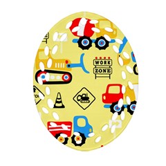 Seamless Pattern Vector Industrial Vehicle Cartoon Ornament (oval Filigree)