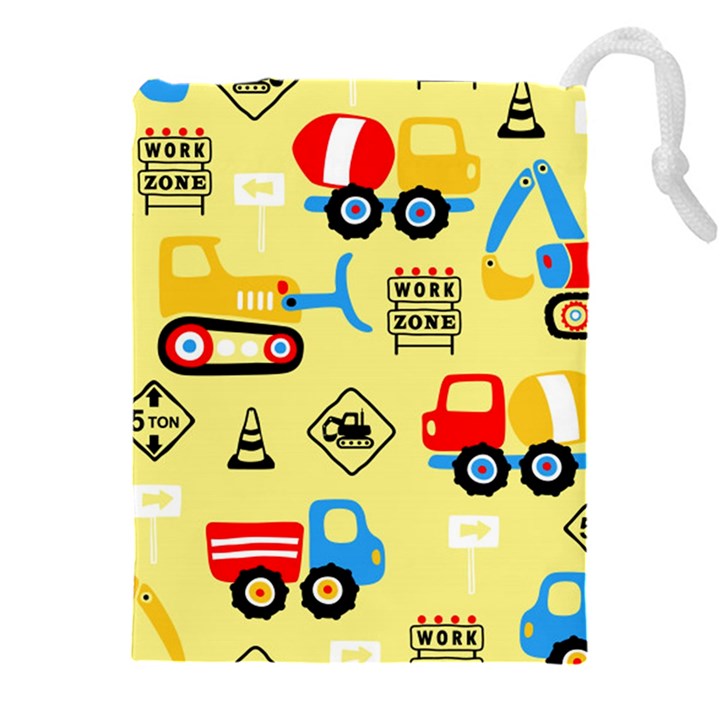 Seamless pattern vector industrial vehicle cartoon Drawstring Pouch (5XL)