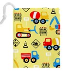 Seamless pattern vector industrial vehicle cartoon Drawstring Pouch (5XL) Back