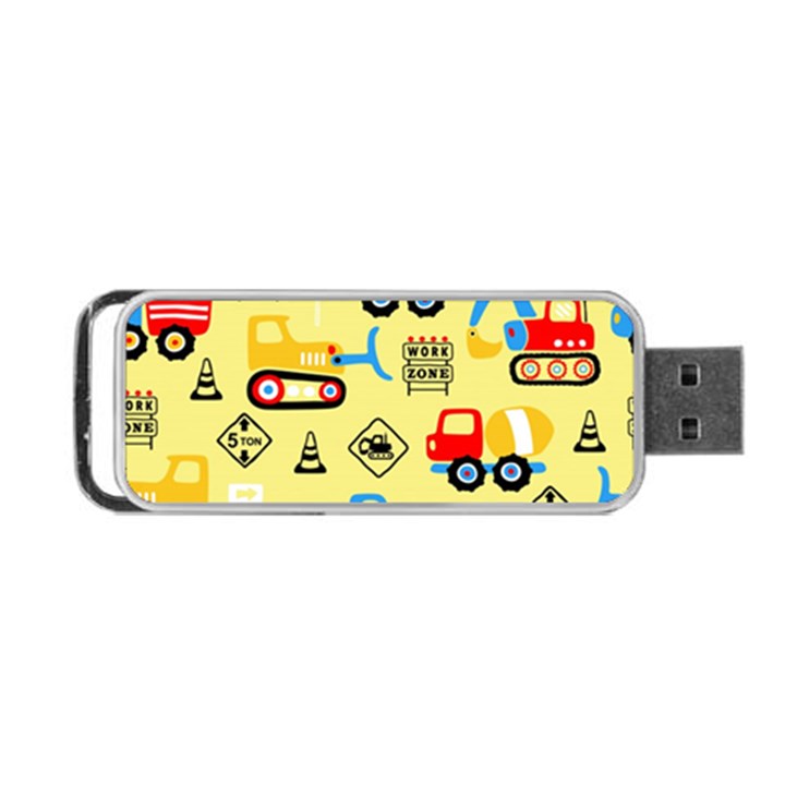 Seamless pattern vector industrial vehicle cartoon Portable USB Flash (Two Sides)