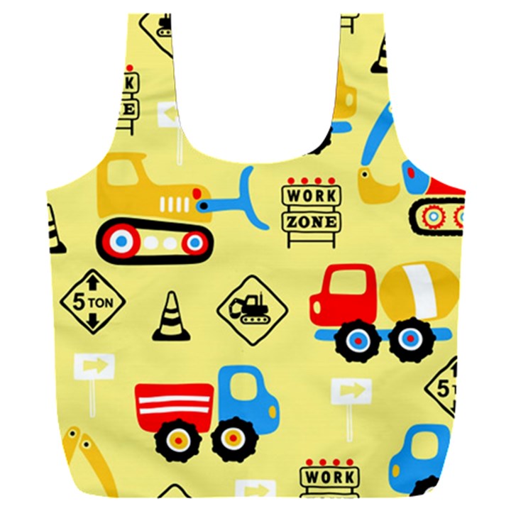 Seamless pattern vector industrial vehicle cartoon Full Print Recycle Bag (XXL)