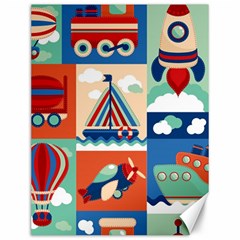 Toy Transport Cartoon Seamless-pattern-with-airplane-aerostat-sail Yacht Vector Illustration Canvas 12  X 16  by Jancukart