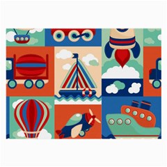 Toy Transport Cartoon Seamless-pattern-with-airplane-aerostat-sail Yacht Vector Illustration Large Glasses Cloth (2 Sides) by Jancukart