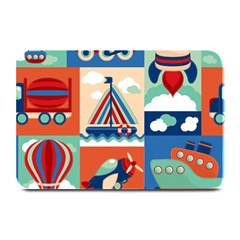 Toy Transport Cartoon Seamless-pattern-with-airplane-aerostat-sail Yacht Vector Illustration Plate Mats by Jancukart