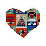 Toy Transport Cartoon Seamless-pattern-with-airplane-aerostat-sail Yacht Vector Illustration Standard 16  Premium Heart Shape Cushions Front