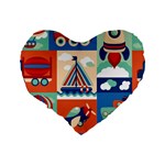 Toy Transport Cartoon Seamless-pattern-with-airplane-aerostat-sail Yacht Vector Illustration Standard 16  Premium Heart Shape Cushions Back