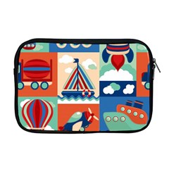 Toy Transport Cartoon Seamless-pattern-with-airplane-aerostat-sail Yacht Vector Illustration Apple Macbook Pro 17  Zipper Case