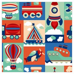 Toy Transport Cartoon Seamless-pattern-with-airplane-aerostat-sail Yacht Vector Illustration Lightweight Scarf  by Jancukart