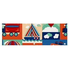 Toy Transport Cartoon Seamless-pattern-with-airplane-aerostat-sail Yacht Vector Illustration Banner And Sign 6  X 2 