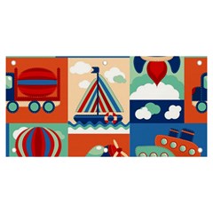 Toy Transport Cartoon Seamless-pattern-with-airplane-aerostat-sail Yacht Vector Illustration Banner And Sign 6  X 3  by Jancukart