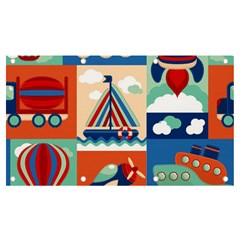 Toy Transport Cartoon Seamless-pattern-with-airplane-aerostat-sail Yacht Vector Illustration Banner And Sign 7  X 4 