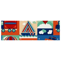 Toy Transport Cartoon Seamless-pattern-with-airplane-aerostat-sail Yacht Vector Illustration Banner And Sign 9  X 3 