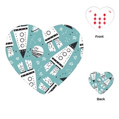 Cute Seamless Pattern With Rocket Planets-stars Playing Cards Single Design (heart)