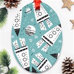 Cute seamless pattern with rocket planets-stars Oval Ornament (Two Sides) Front