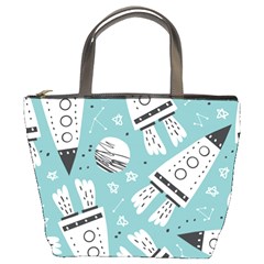 Cute Seamless Pattern With Rocket Planets-stars Bucket Bag by BangZart