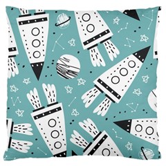 Cute Seamless Pattern With Rocket Planets-stars Large Cushion Case (two Sides) by BangZart