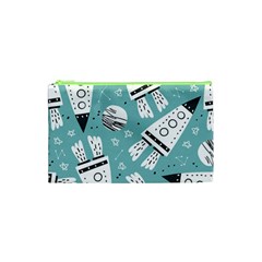 Cute Seamless Pattern With Rocket Planets-stars Cosmetic Bag (xs)